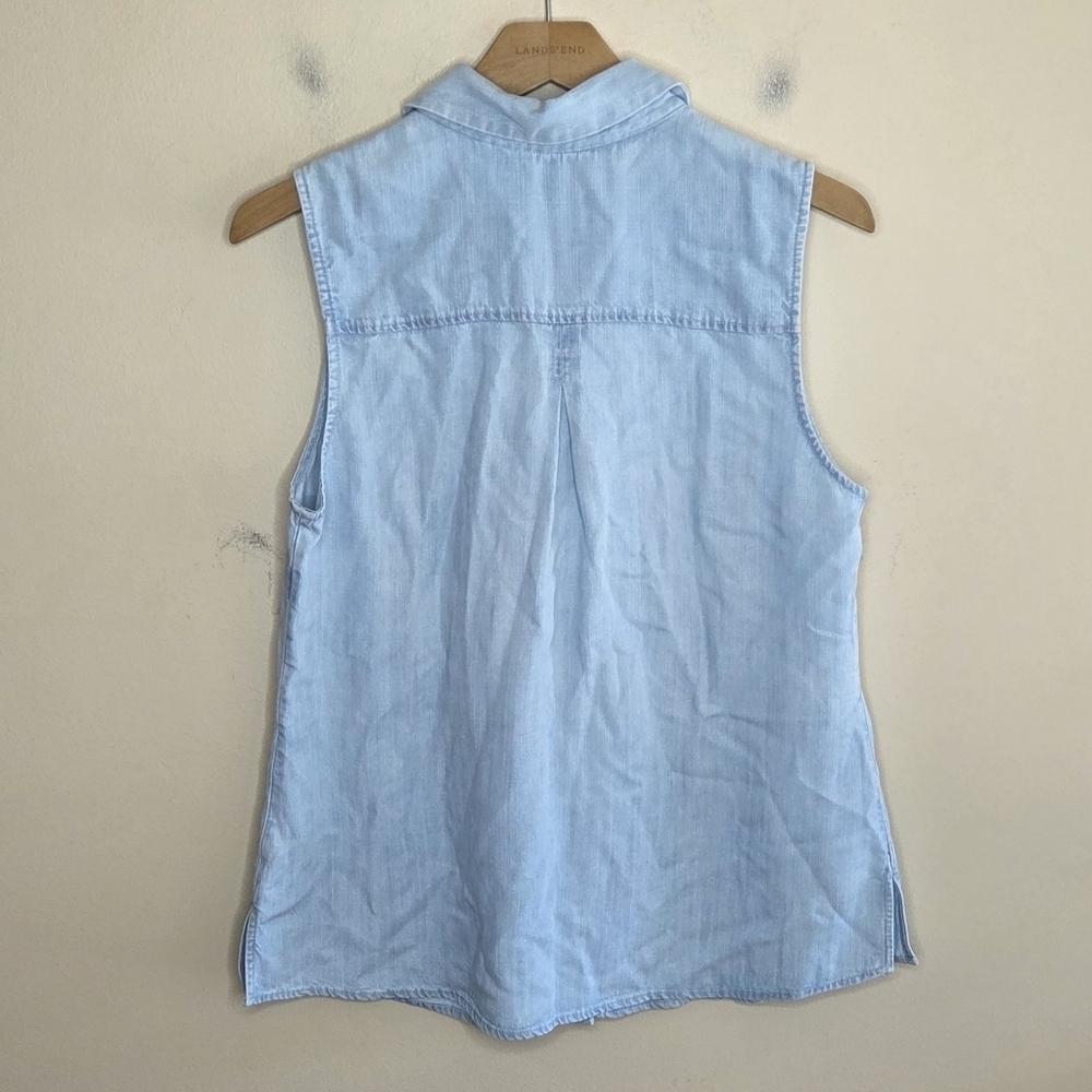 NWT Soft Surroundings Chambray Blue Button Front Sleeveless Shirt Size Small - Picture 5 of 5